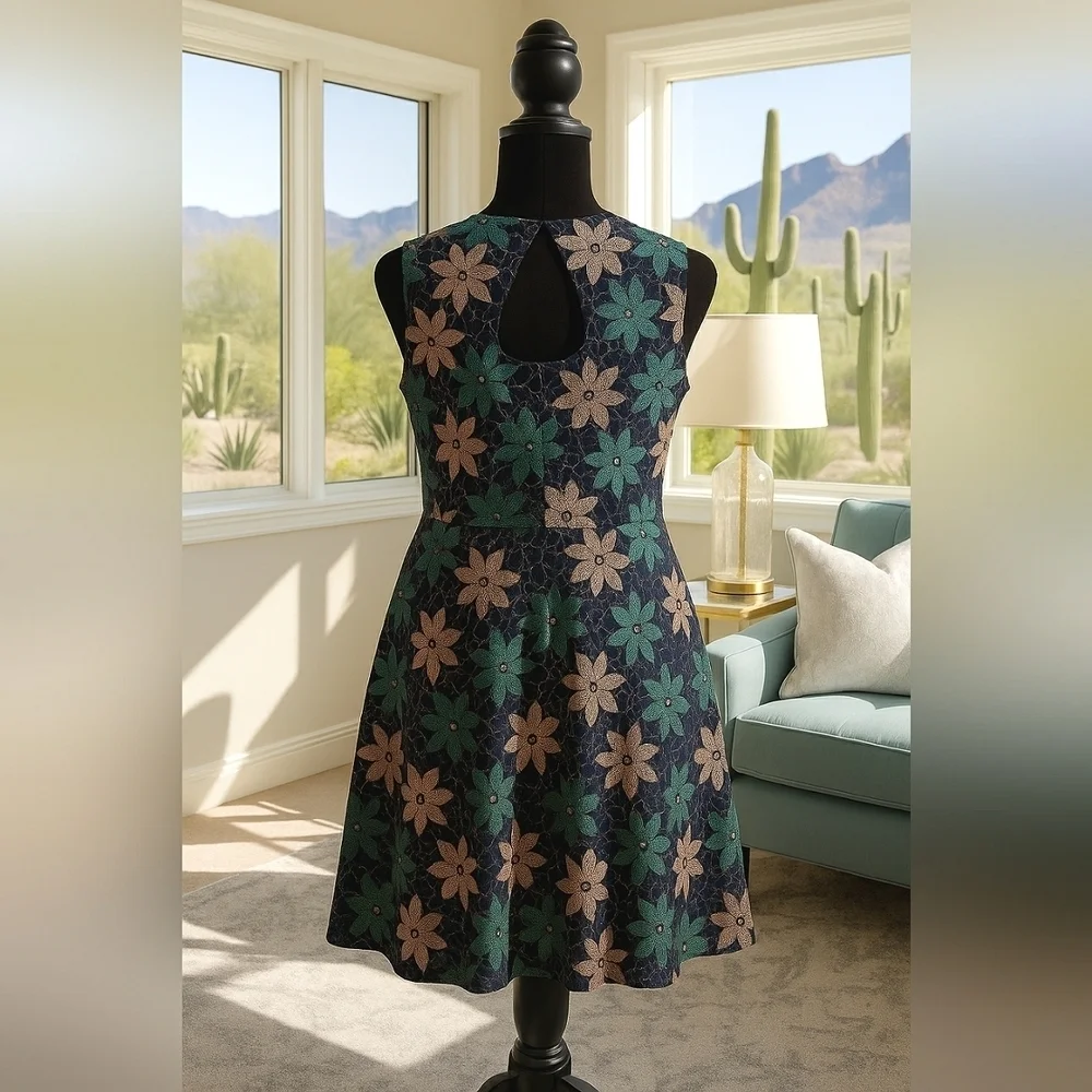 Boho Indie Sundress Embroidered Floral Lace Fit Flare Work Play Cotton Large